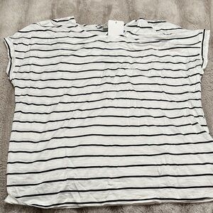 Green Envelope Black and White Striped Tee